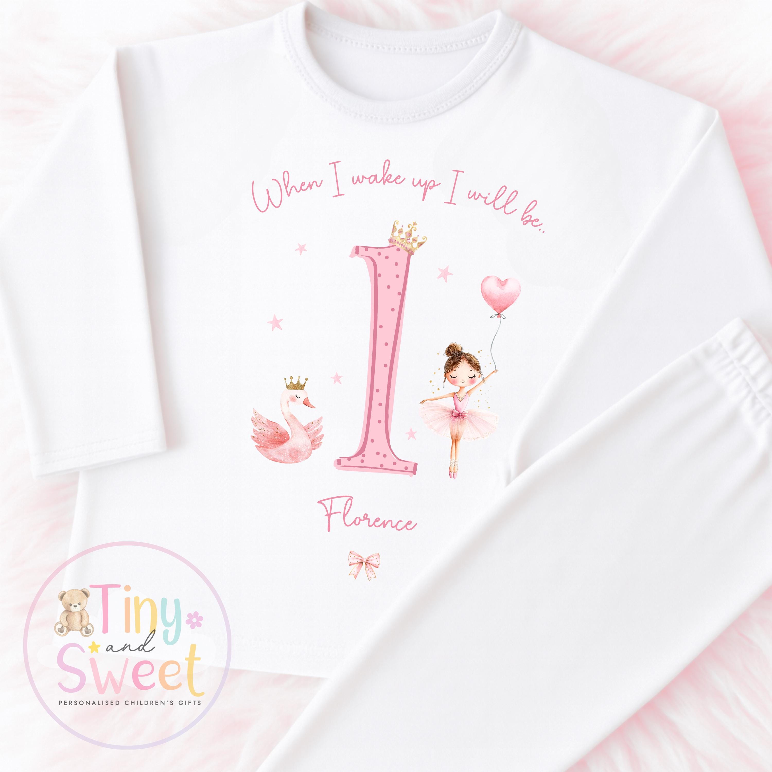 Personalised Ballerina Birthday Pyjamas – Girls ‘When I Wake Up I’ll Be…’ PJs – Toddler Birthday Pjs, Cute Ballet Princess Pyjamas
