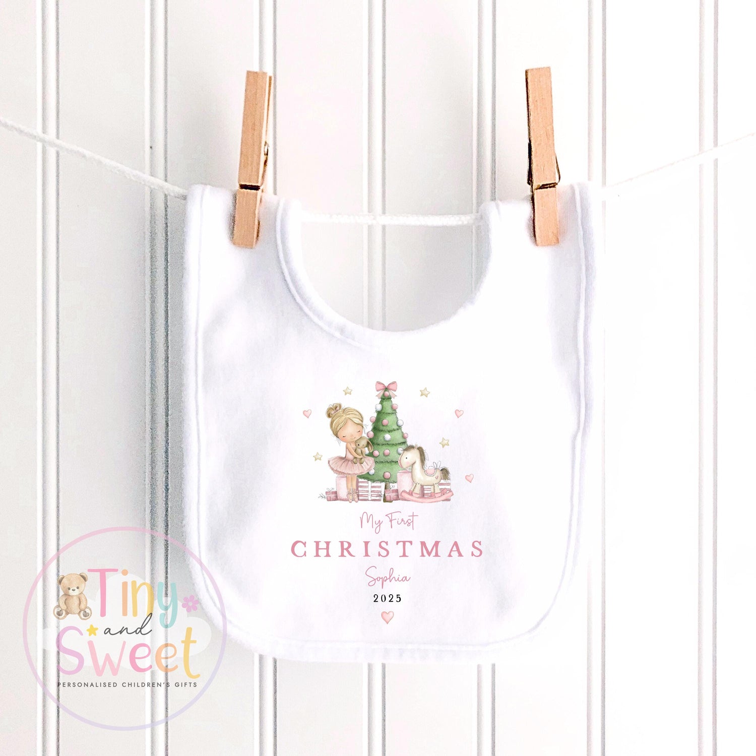 Personalised My First Christmas Ballerina Nutcracker Sleepsuit, When I wake up it will be christmas, Babies 1st Christmas, New Baby first