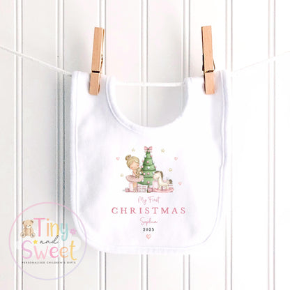 Personalised My First Christmas Ballerina Nutcracker Sleepsuit, When I wake up it will be christmas, Babies 1st Christmas, New Baby first