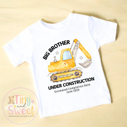 Big Brother Personalised Excavator Sweatshirt - Big Brother Announcement - Promoted to Big Brother - Sibling Gift - Construction