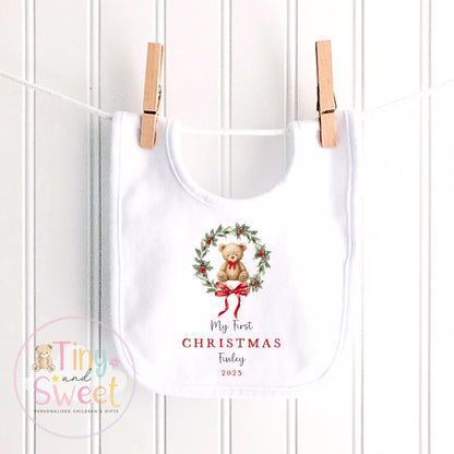 First Christmas Teddy Baby Grow , My First Christmas, Custom Name Sleepsuit, Baby’s First Christmas, Personalised Christmas Baby Outfit