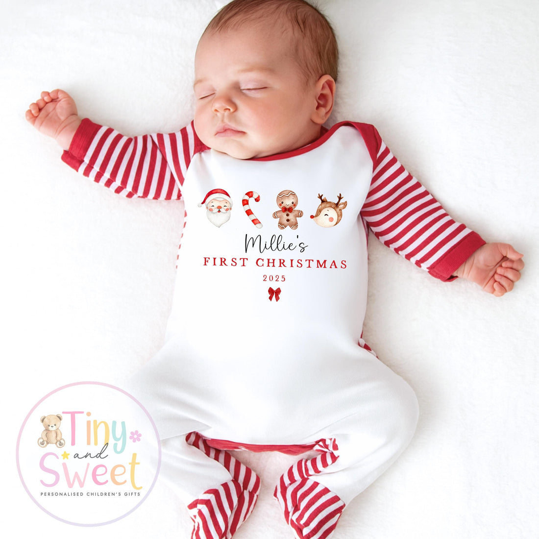 Personalised First Christmas Baby Grow , My First Christmas, Custom Name Sleepsuit, Baby’s First Christmas, Xmas Baby Outfit