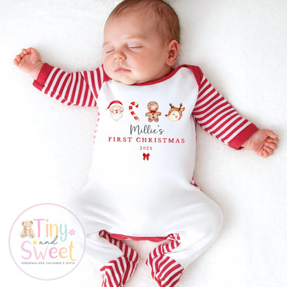 Personalised First Christmas Baby Grow , My First Christmas, Custom Name Sleepsuit, Baby’s First Christmas, Xmas Baby Outfit
