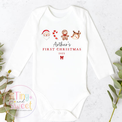 Personalised First Christmas Baby Grow , My First Christmas, Custom Name Sleepsuit, Baby’s First Christmas, Xmas Baby Outfit