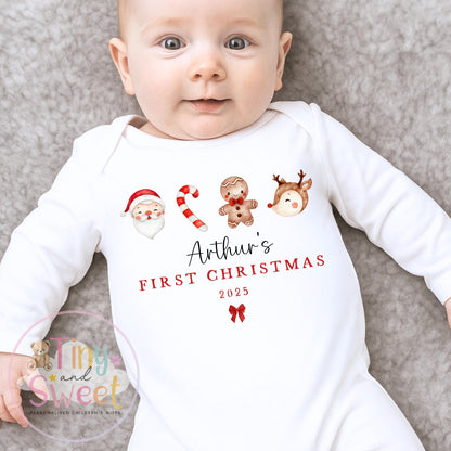 Personalised First Christmas Baby Grow , My First Christmas, Custom Name Sleepsuit, Baby’s First Christmas, Xmas Baby Outfit
