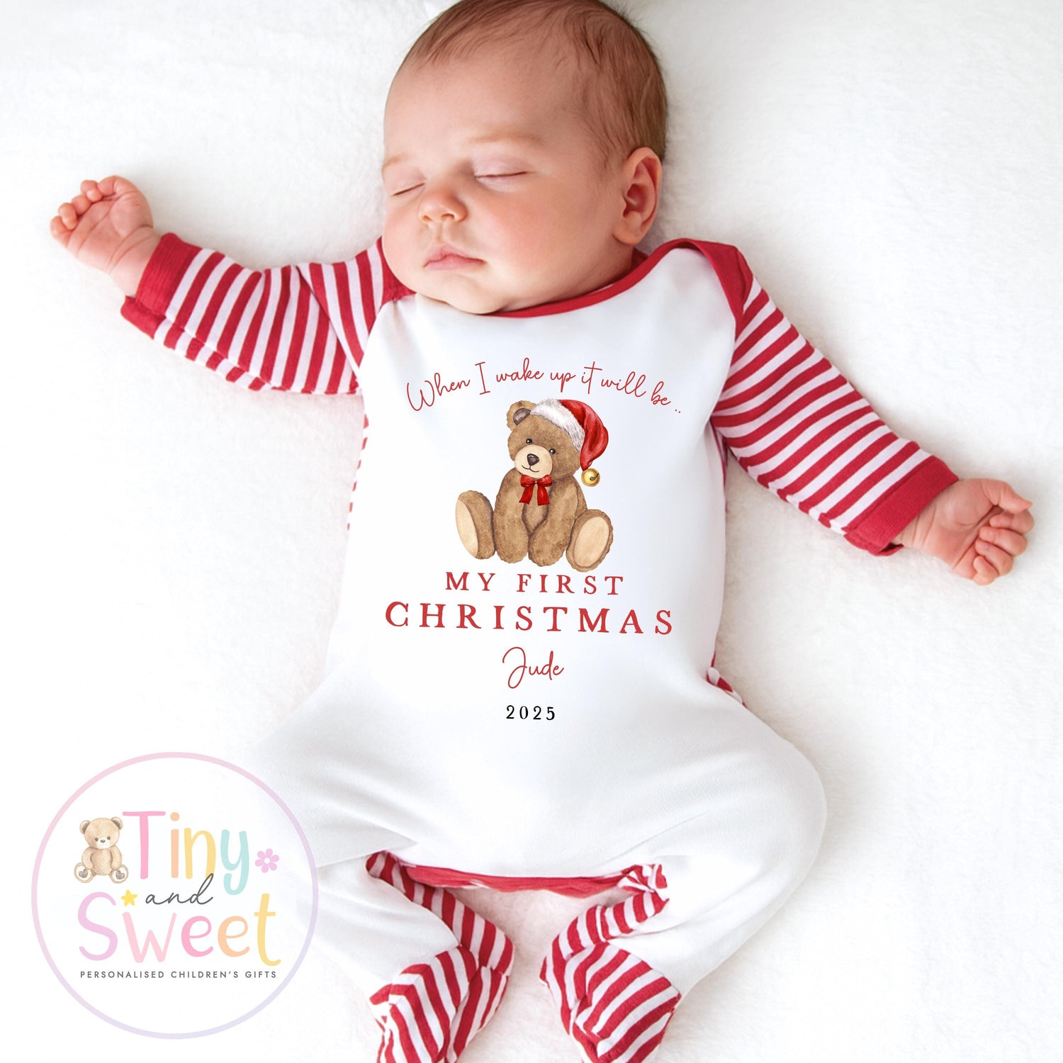 Personalised First Christmas Baby Grow , My First Christmas, Custom Name Sleepsuit, Baby’s First Christmas, Xmas Baby Outfit