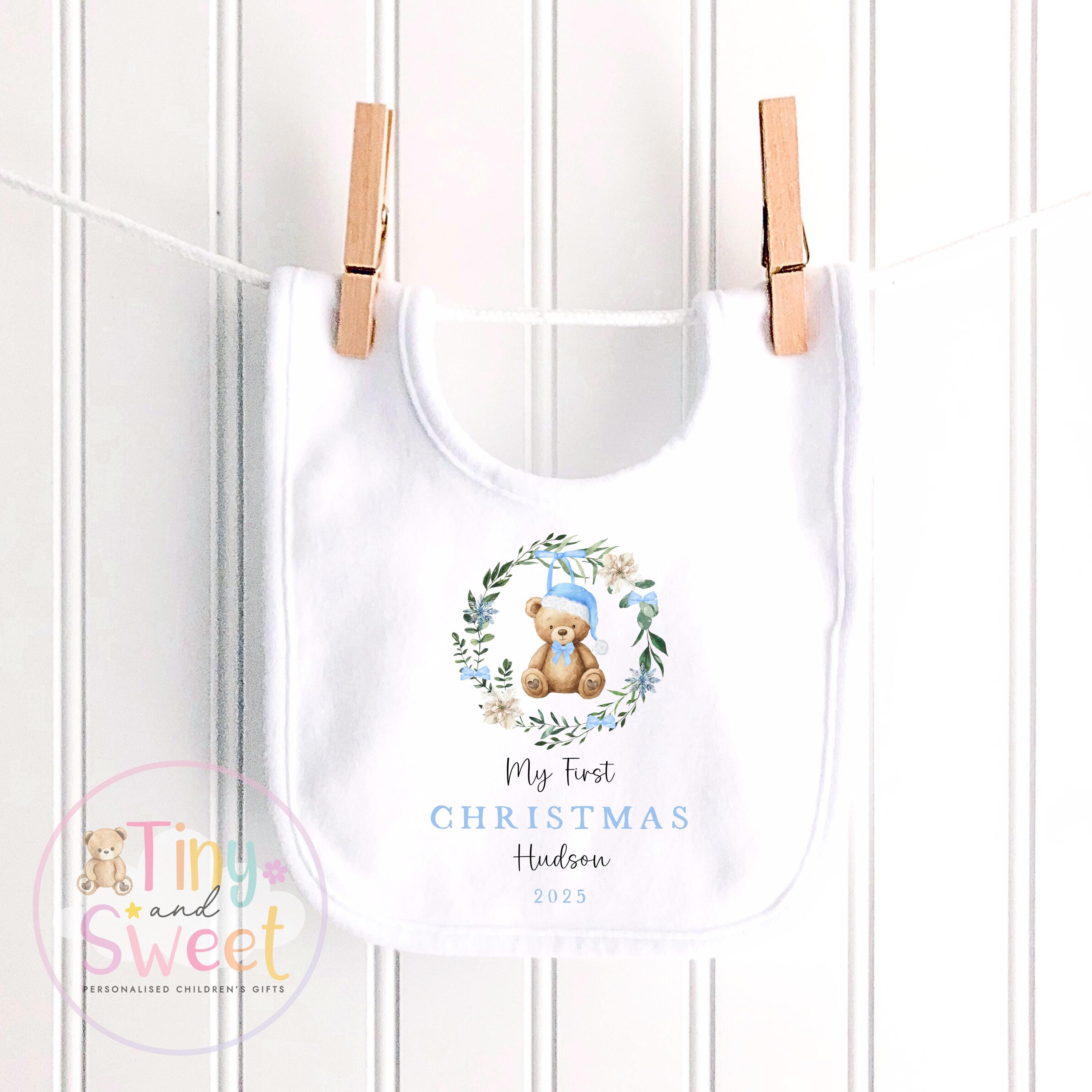 Personalised Babies First Christmas Teddy Bear Sleepsuit, Babies 1st Xmas Gift Idea, Pyjamas, 1st Xmas Babygrow, Christmas Outfit for baby