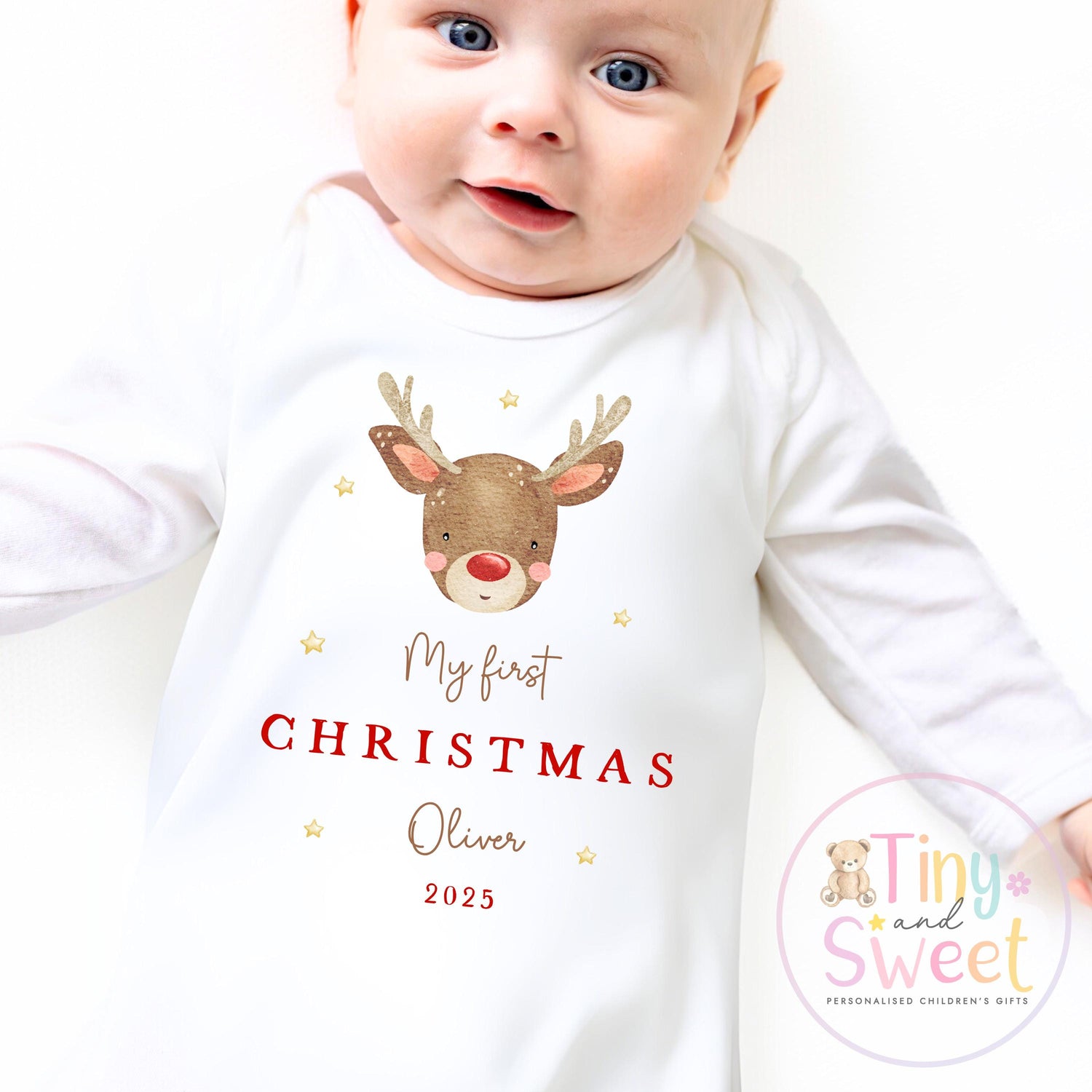 Personalised Babies First Christmas Sleepsuit, Babies 1st Xmas Gift Idea, Pyjamas, 1st Xmas Babygrow, Christmas Outfit for baby