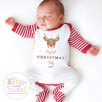 Personalised Babies First Christmas Sleepsuit, Babies 1st Xmas Gift Idea, Pyjamas, 1st Xmas Babygrow, Christmas Outfit for baby