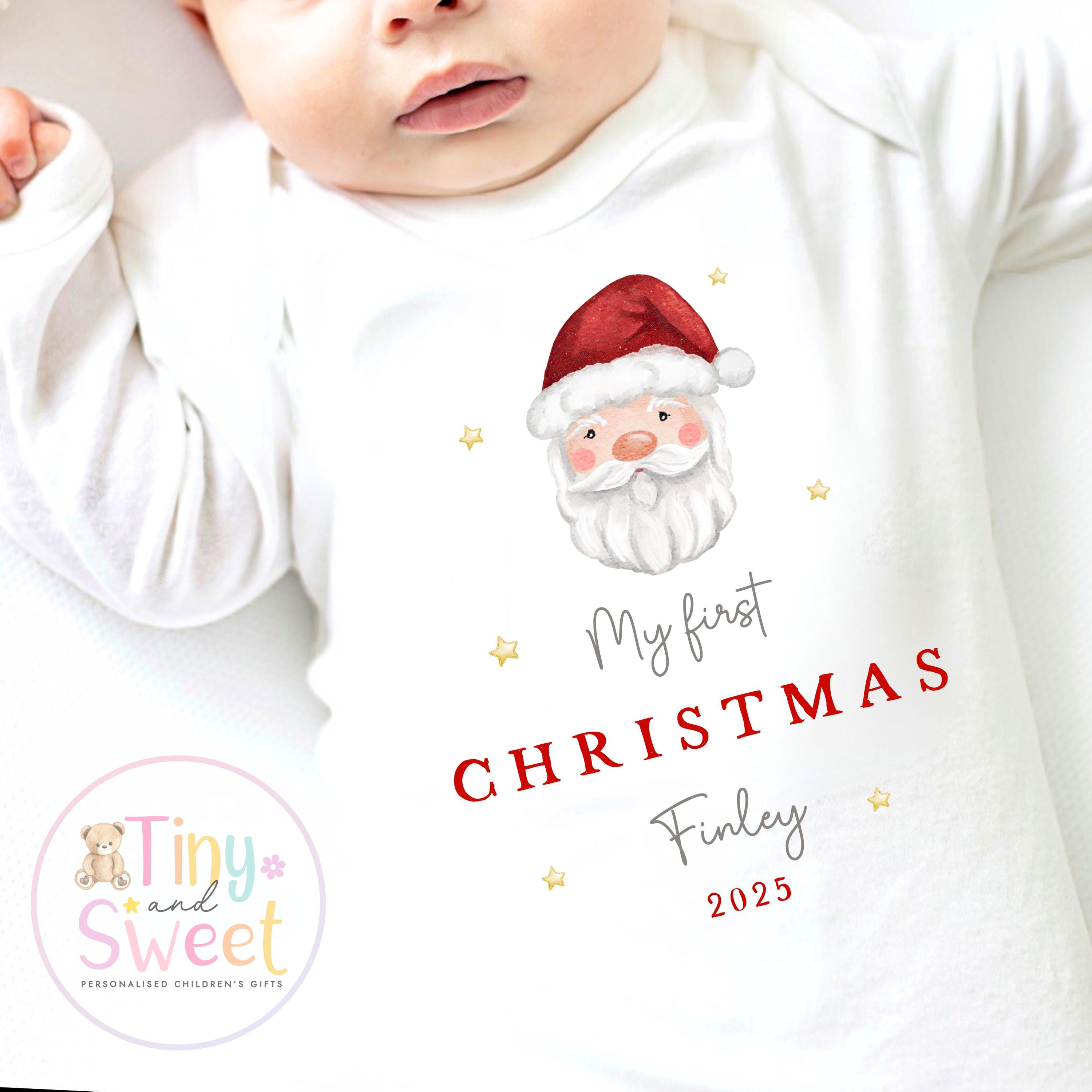 Personalised Babies First Christmas Sleepsuit, Babies 1st Xmas Gift Idea, Pyjamas, 1st Xmas Babygrow, Christmas Outfit for baby