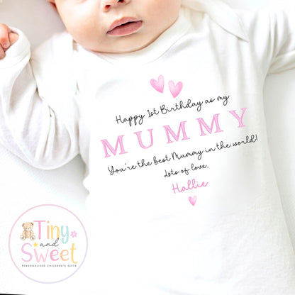 Happy Birthday Mummy, 1st Birthday as My Mummy, New Mum Gift, Mum Birthday, Mummy Birthday, Sleepsuit Babygrow Bodysuit Mum Birthday