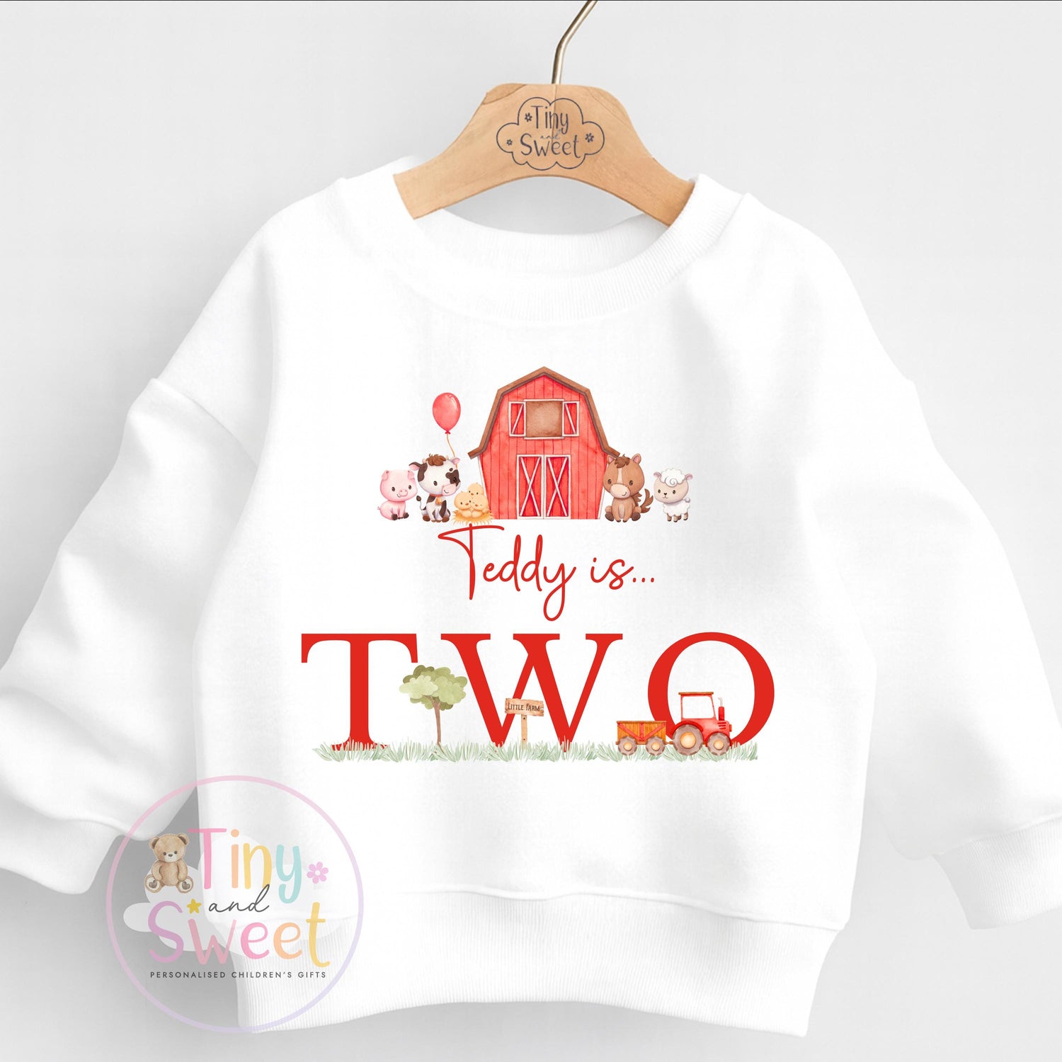 Personalised Farm Birthday Sweatshirt, Custom Farm Birthday Tee, 1st, 2nd, 3rd, 4th, Farms, Farmyard Animals Birthday T-Shirt