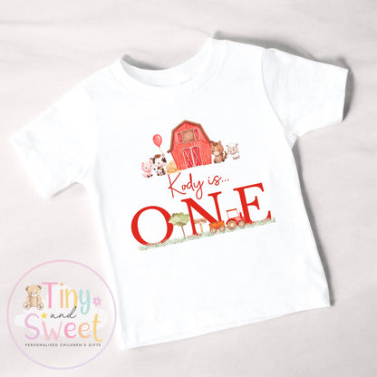 Personalised Farm Birthday T Shirt, Custom Farm Birthday Tee, 1st, 2nd, 3rd, 4th, Farms, Farmyard Animals Birthday T-Shirt