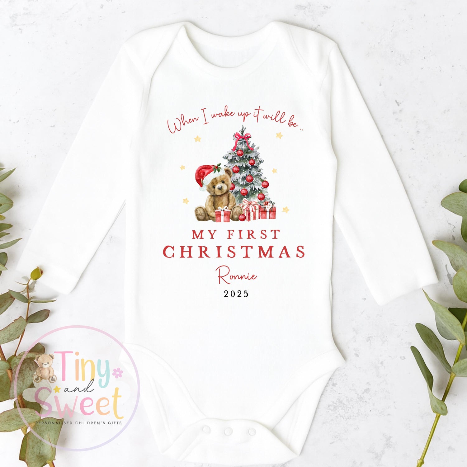 My First Christmas Sleepsuit, Personalised My First Christmas Babygrow, Baby’s 1st Christmas Outfit, Newborn Christmas Outfit, First Xmas