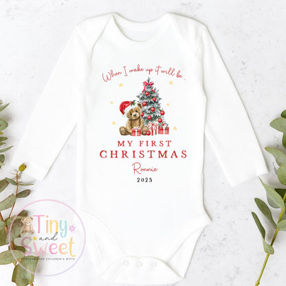 My First Christmas Sleepsuit, Personalised My First Christmas Babygrow, Baby’s 1st Christmas Outfit, Newborn Christmas Outfit, First Xmas