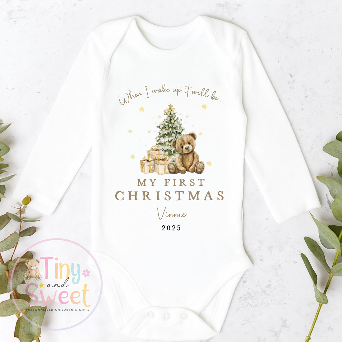 My First Christmas Sleepsuit, Personalised My First Christmas Babygrow, Baby’s 1st Christmas Outfit, Newborn Christmas Outfit, First Xmas