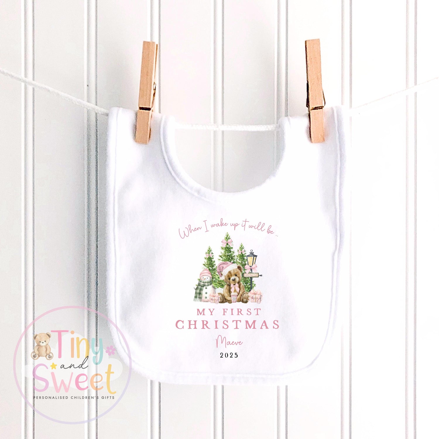 Personalised Babies First Christmas Sleepsuit, Babies 1st Xmas Gift Idea, Pyjamas, 1st Xmas Babygrow, Christmas Outfit for baby, Teddy