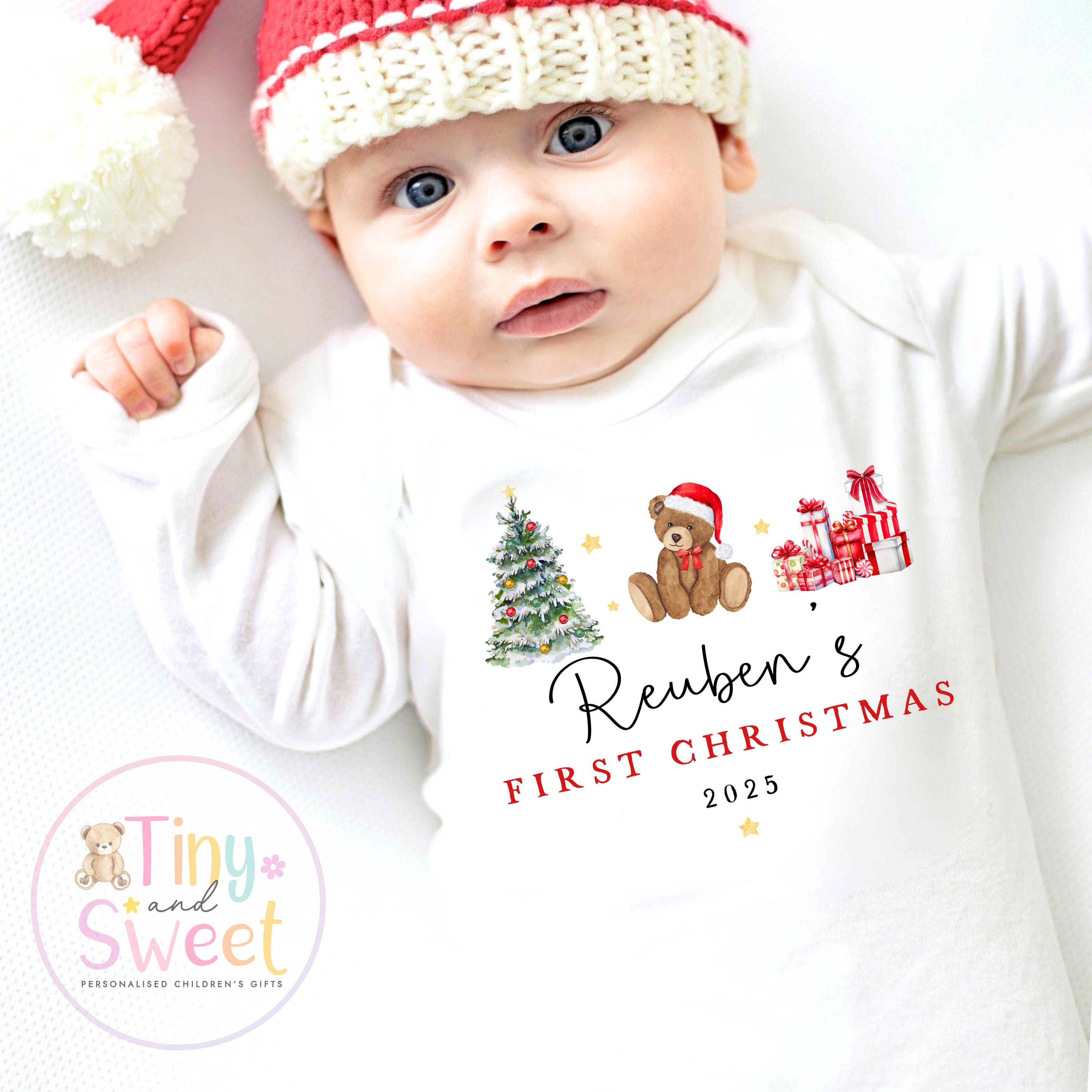 My First Christmas Sleepsuit, Personalised My First Christmas Babygrow, Baby’s 1st Christmas Outfit, Newborn Christmas Outfit, First Xmas