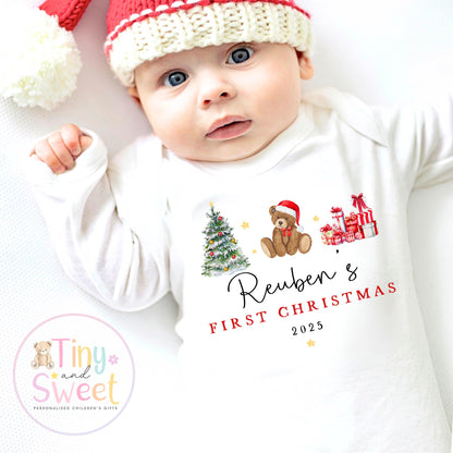 My First Christmas Sleepsuit, Personalised My First Christmas Babygrow, Baby’s 1st Christmas Outfit, Newborn Christmas Outfit, First Xmas