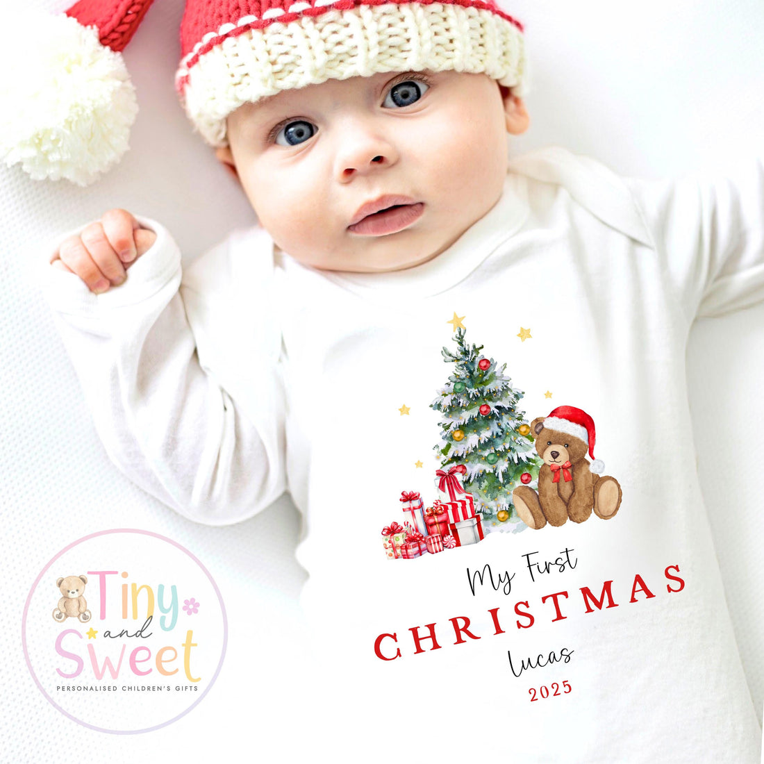 My First Christmas Sleepsuit, Personalised My First Christmas Babygrow, Baby’s 1st Christmas Outfit, Newborn Christmas Outfit, First Xmas