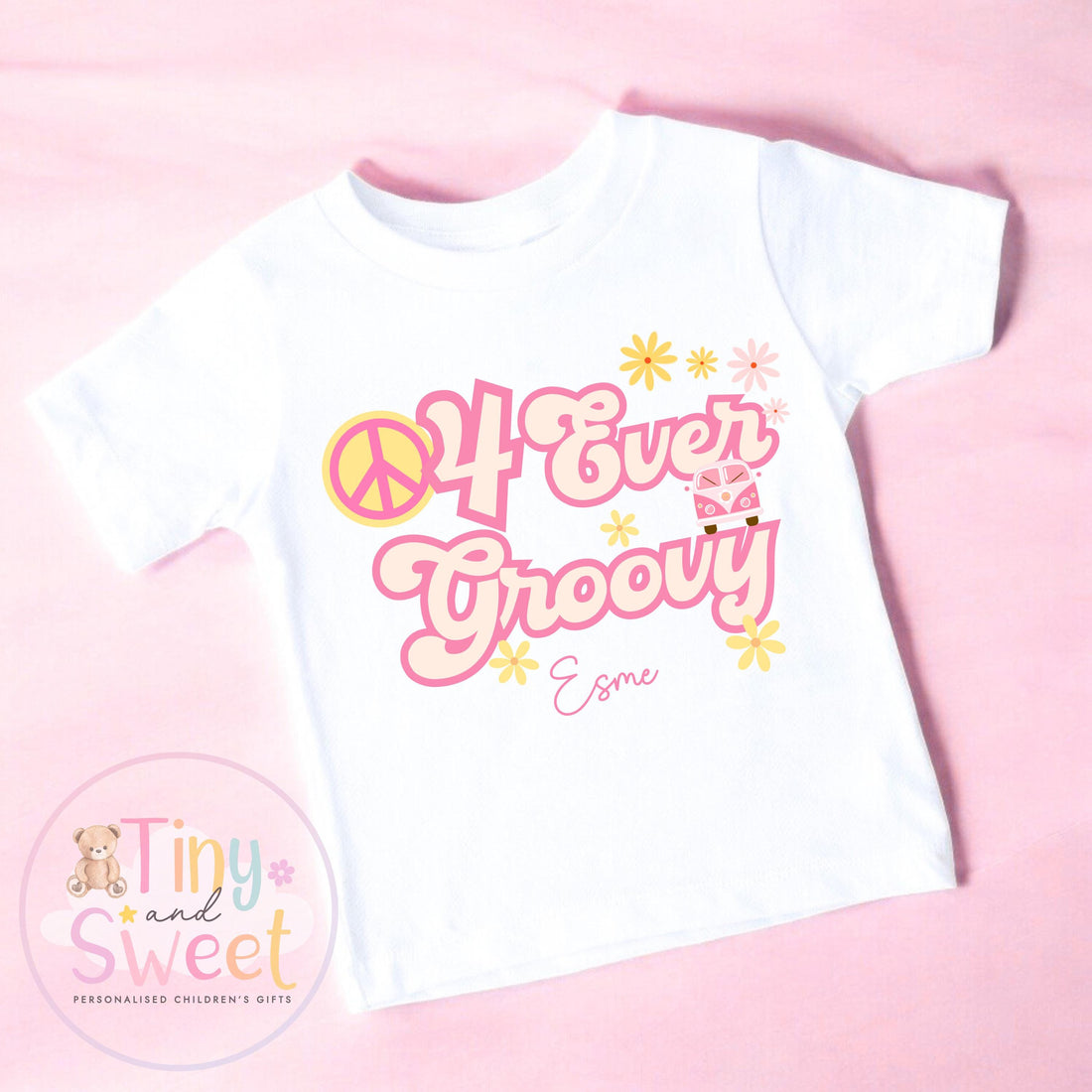 Four Ever Groovy T-Shirt, Personalised Groovy Birthday T-Shirt, 4th Birthday Groovy T-Shirt, Retro Groovy Theme Birthday