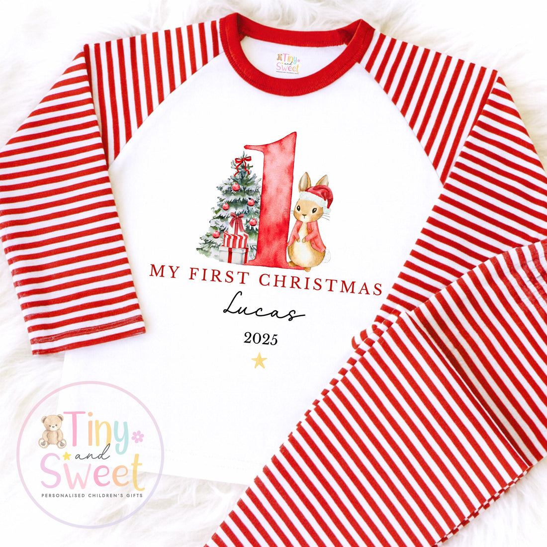 My First Christmas Pyjamas, First Xmas, Personalised Cotton Christmas Pyjamas, Keepsake, Christmas Eve Box, New Baby Gift