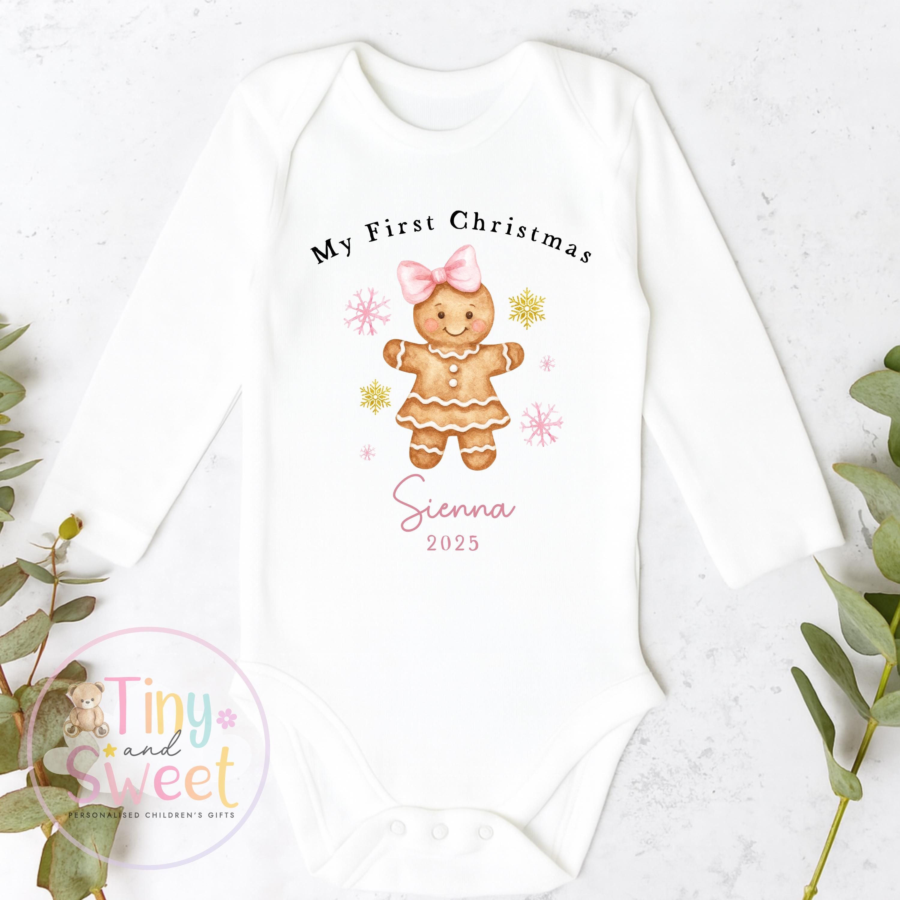 Personalised Babies First Christmas Sleepsuit, Babies 1st Xmas Gift Idea, Pyjamas, 1st Xmas Babygrow, Christmas Outfit for baby, Gingerbread