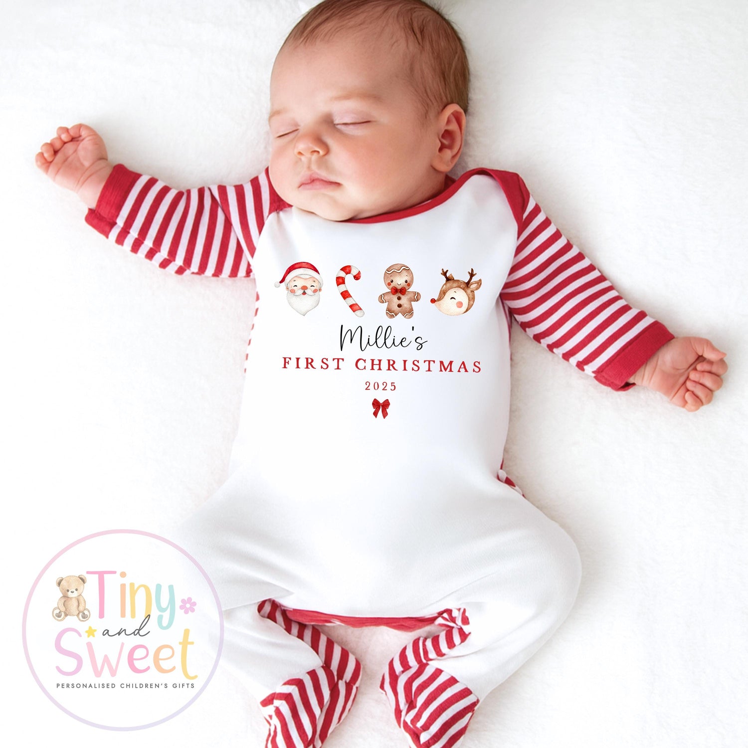 Personalised First Christmas Baby Grow , My First Christmas, Custom Name Sleepsuit, Baby’s First Christmas, Xmas Baby Outfit