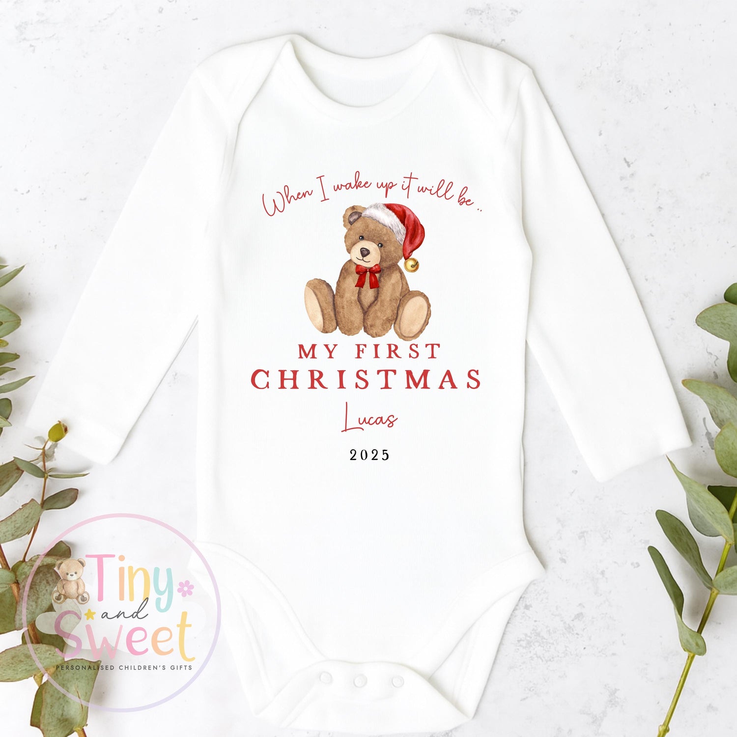 Personalised First Christmas Baby Grow , My First Christmas, Custom Name Sleepsuit, Baby’s First Christmas, Xmas Baby Outfit