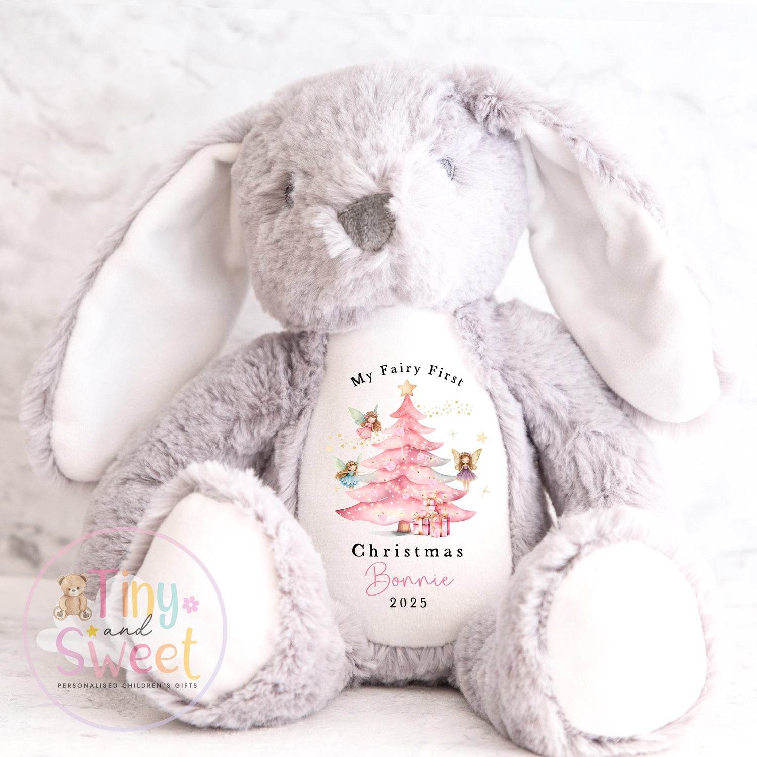 Personalised Fairy First Christmas Bunny Teddy Bear: Plush Christmas Keepsake