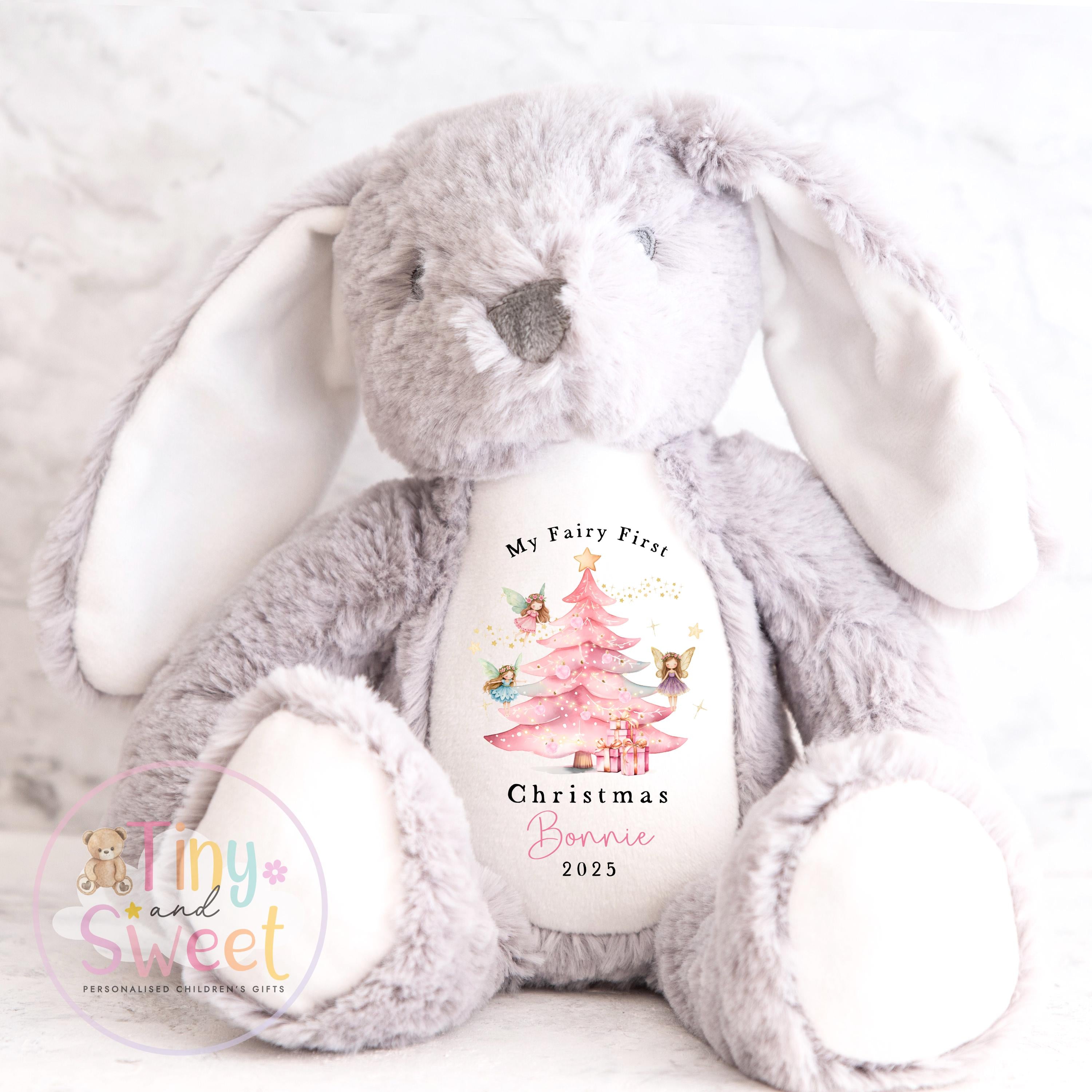 Personalised Fairy First Christmas Bunny Teddy Bear: Plush Christmas Keepsake