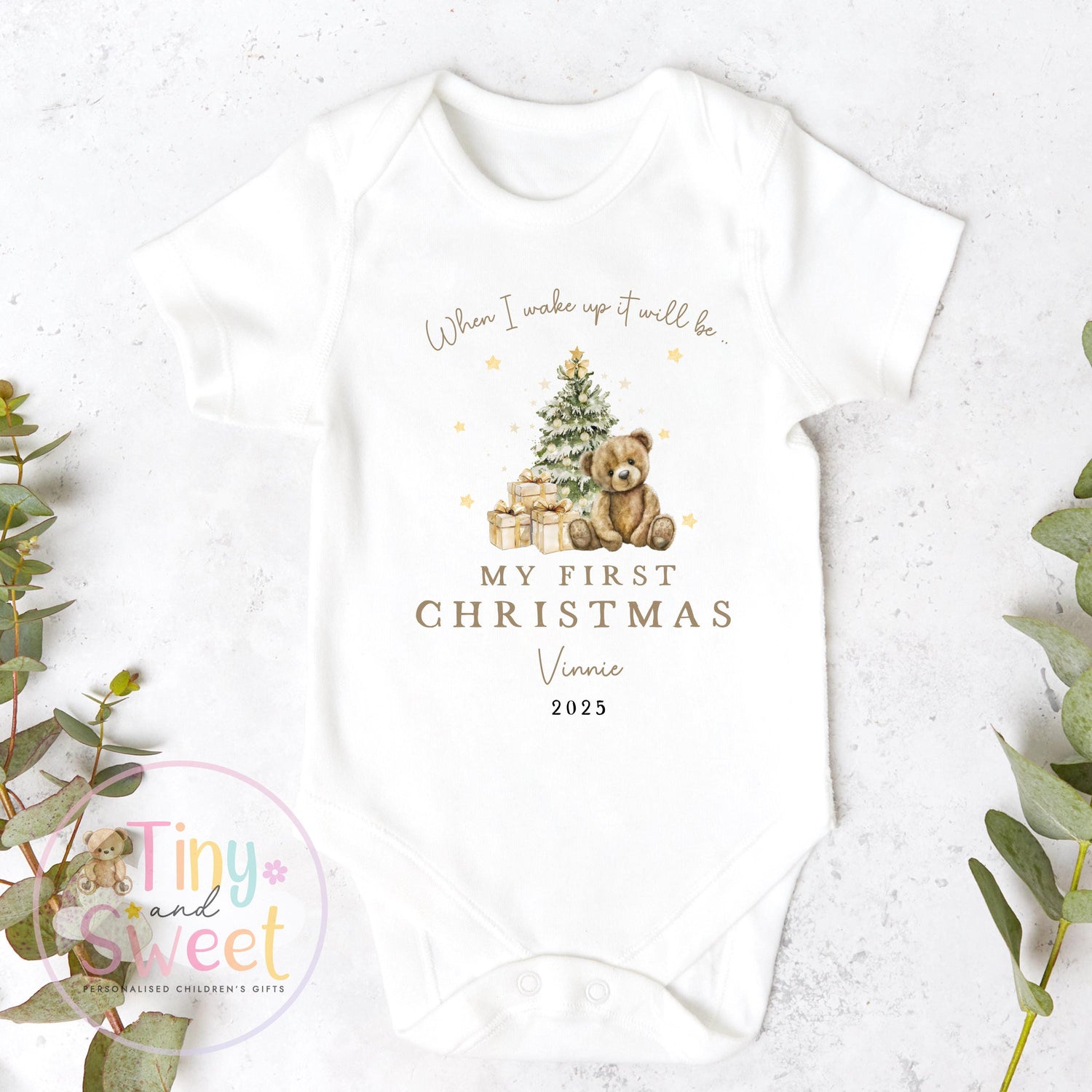 My First Christmas Sleepsuit, Personalised My First Christmas Babygrow, Baby’s 1st Christmas Outfit, Newborn Christmas Outfit, First Xmas