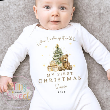 My First Christmas Sleepsuit, Personalised My First Christmas Babygrow, Baby’s 1st Christmas Outfit, Newborn Christmas Outfit, First Xmas