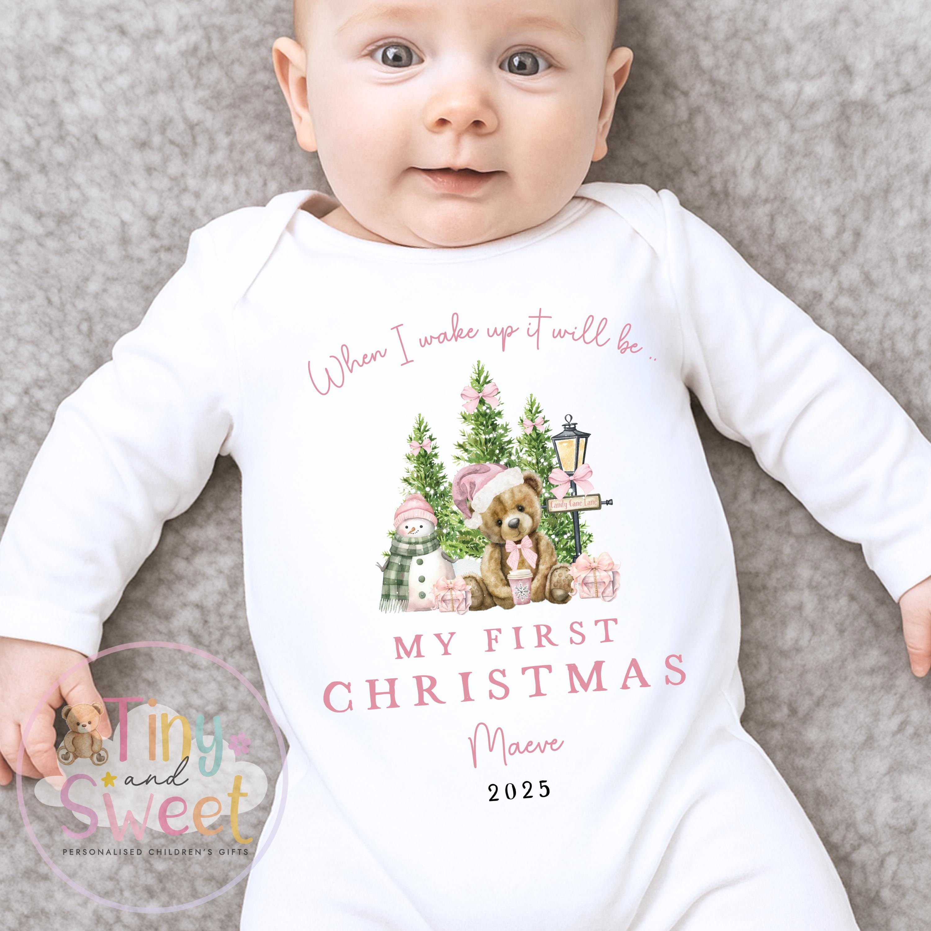 Personalised Babies First Christmas Sleepsuit, Babies 1st Xmas Gift Idea, Pyjamas, 1st Xmas Babygrow, Christmas Outfit for baby, Teddy