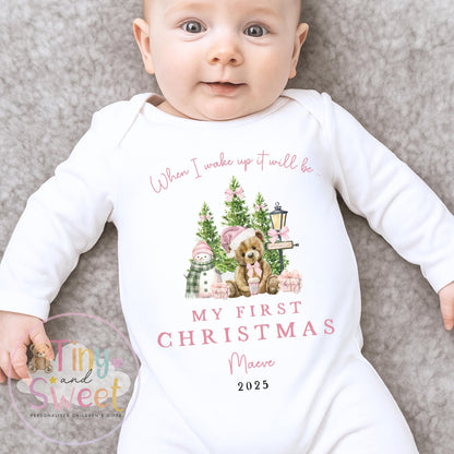 Personalised Babies First Christmas Sleepsuit, Babies 1st Xmas Gift Idea, Pyjamas, 1st Xmas Babygrow, Christmas Outfit for baby, Teddy