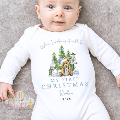 Personalised Babies First Christmas Sleepsuit, Babies 1st Xmas Gift Idea, Pyjamas, 1st Xmas Babygrow, Christmas Outfit for baby, Teddy