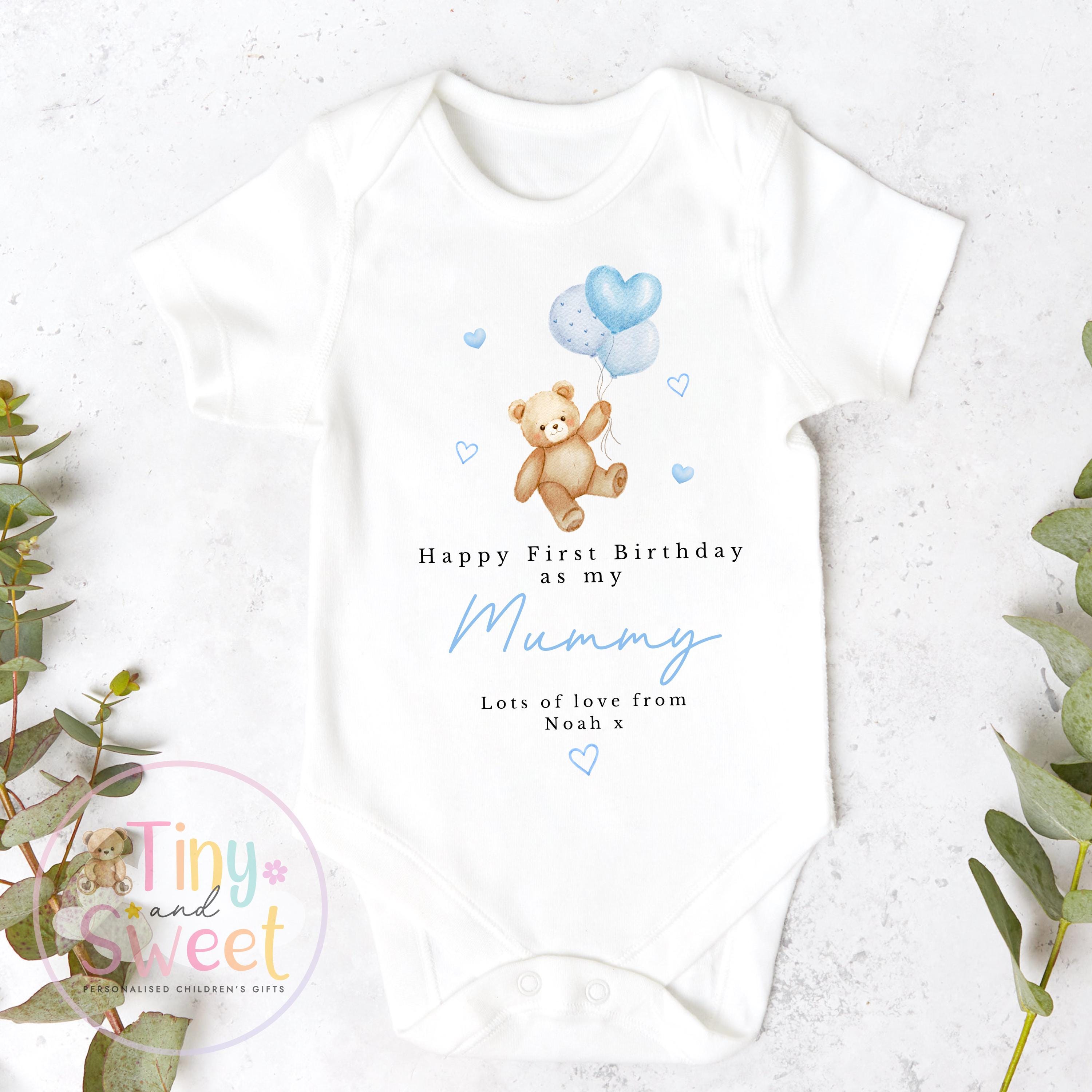 Happy 1st Birthday as My Mummy Sleepsuit, Baby Gift from Newborn, Personalised Baby Outfit, First Birthday as Mummy, Cute Baby Vest for Mum