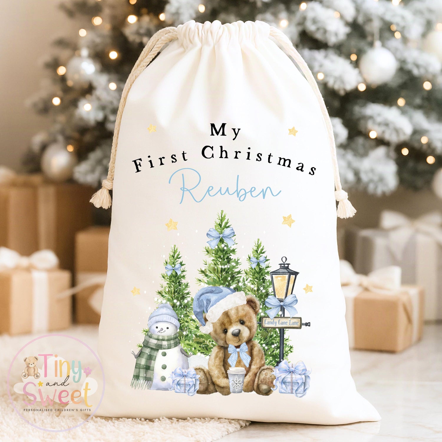 Personalised Christmas Sack, Boys Teddy First christmas sack, XL christmas sack, Teddy christmas sack, Baby Boy christmas sack