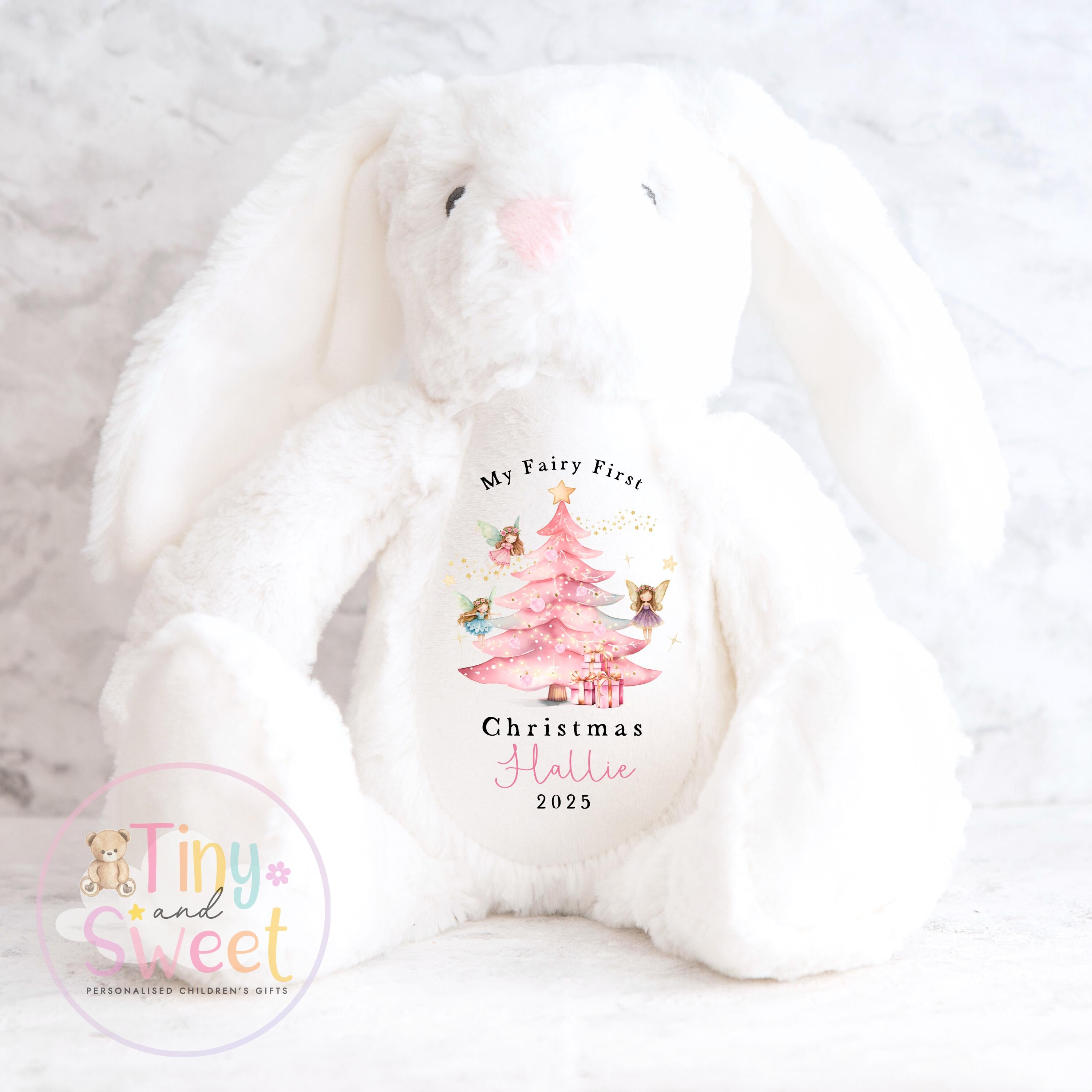 Personalised Fairy First Christmas Bunny Teddy Bear: Plush Christmas Keepsake