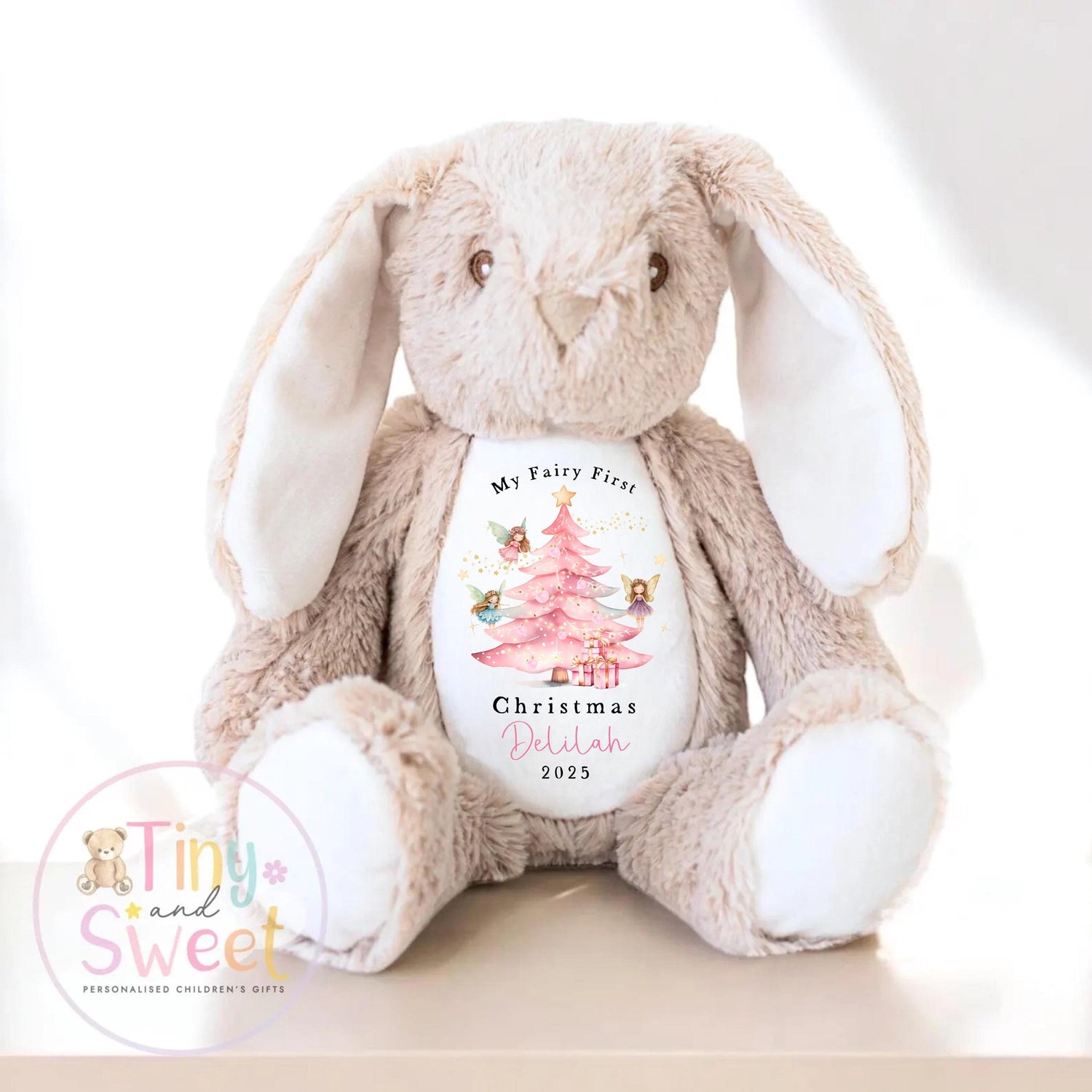 Personalised Fairy First Christmas Bunny Teddy Bear: Plush Christmas Keepsake