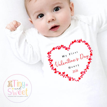 My First Valentines Day babygrow, 1st valentines day sleepsuit, 1st Valentines as My Daddy, New Dad Gift, Daddy Valentines
