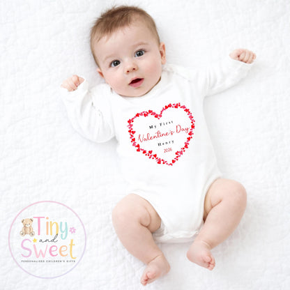 My First Valentines Day babygrow, 1st valentines day sleepsuit, 1st Valentines as My Daddy, New Dad Gift, Daddy Valentines