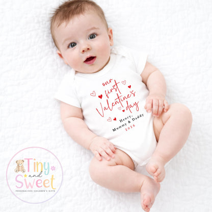 My First Valentines Day babygrow, 1st valentines day sleepsuit, 1st Valentines as My Daddy, New Dad Gift, Daddy Valentines