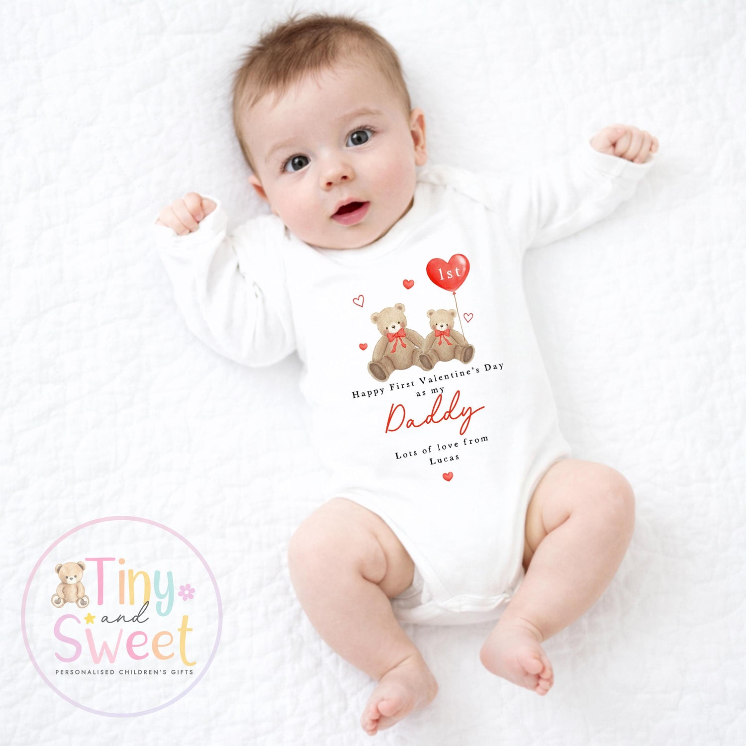 Valentines Day babygrow, 1st valentines day sleepsuit, 1st Valentines as My Daddy, New Dad Gift, Daddy Valentines
