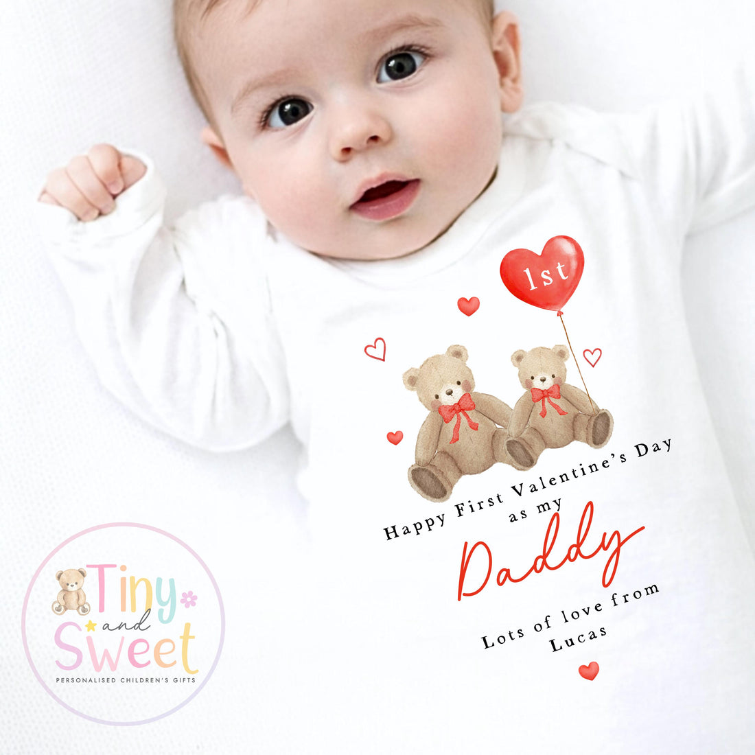 Valentines Day babygrow, 1st valentines day sleepsuit, 1st Valentines as My Daddy, New Dad Gift, Daddy Valentines