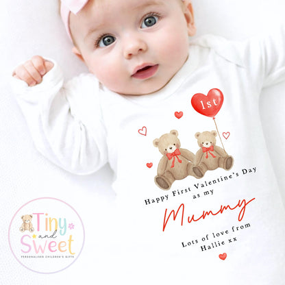 Valentines Day babygrow, 1st valentines day sleepsuit, 1st Valentines as My Daddy, New Dad Gift, Daddy Valentines