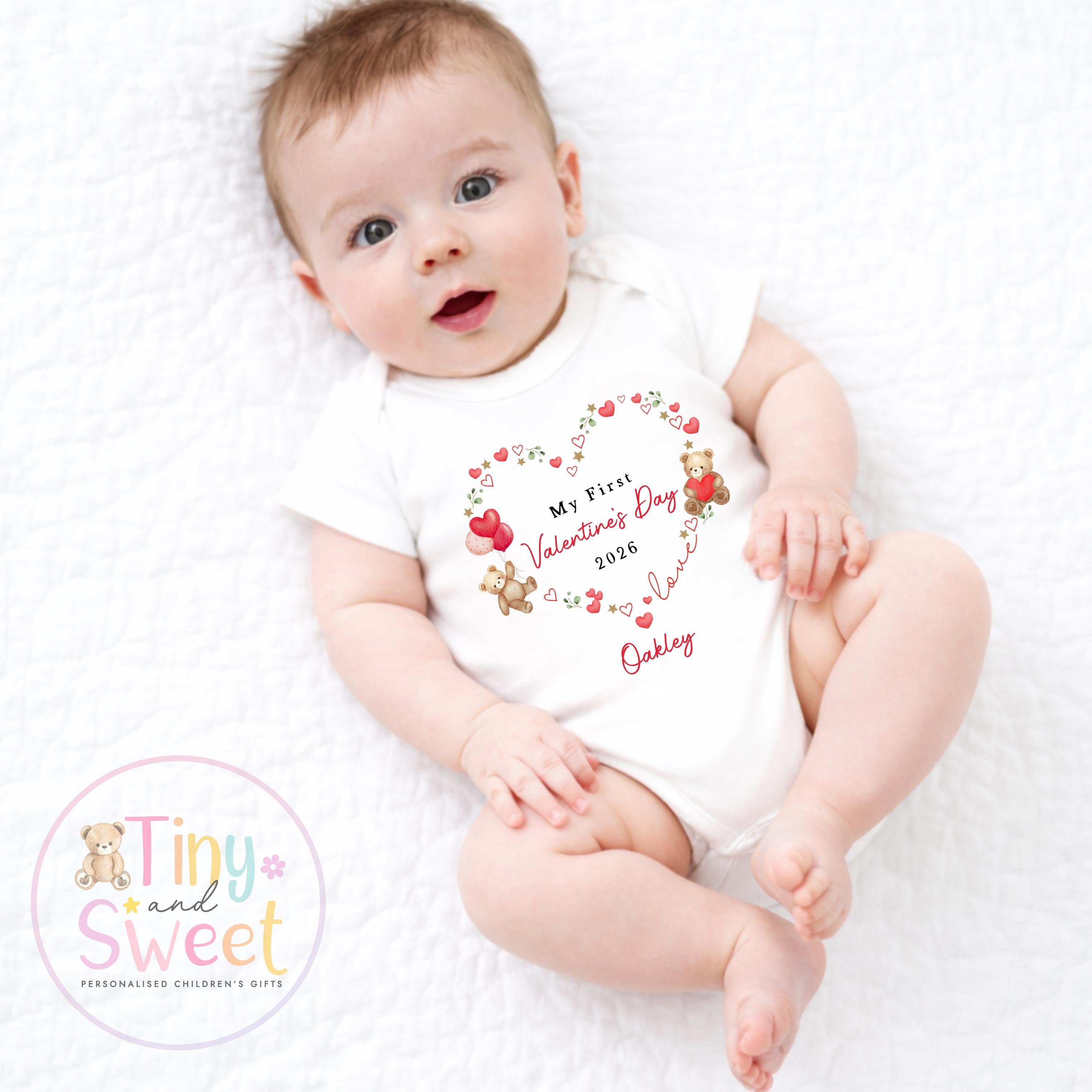 My First Valentines Day babygrow, 1st valentines day sleepsuit, 1st Valentines as My Daddy, New Dad Gift, Daddy Valentines