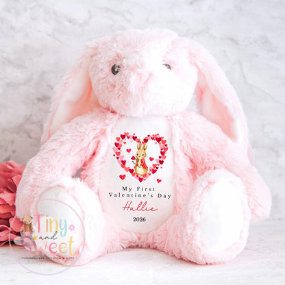 Valentines Heart Wreath Personalised Bunny Soft Toy