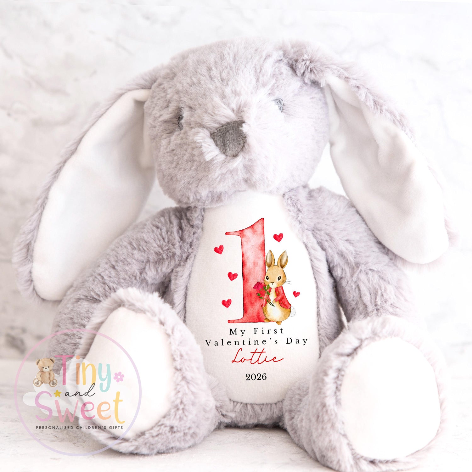 My First Valentines Day Gift, Personalised 1st Valentines Gift, First Valentines Teddy, Personalised Valentines Bunny, Soft Toy Keepsake