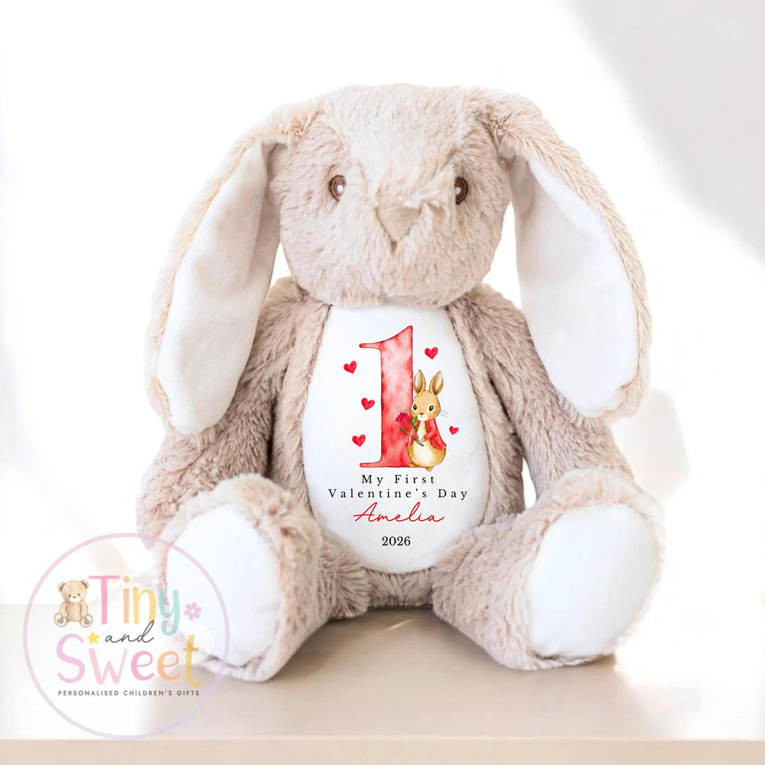 My First Valentines Day Gift, Personalised 1st Valentines Gift, First Valentines Teddy, Personalised Valentines Bunny, Soft Toy Keepsake